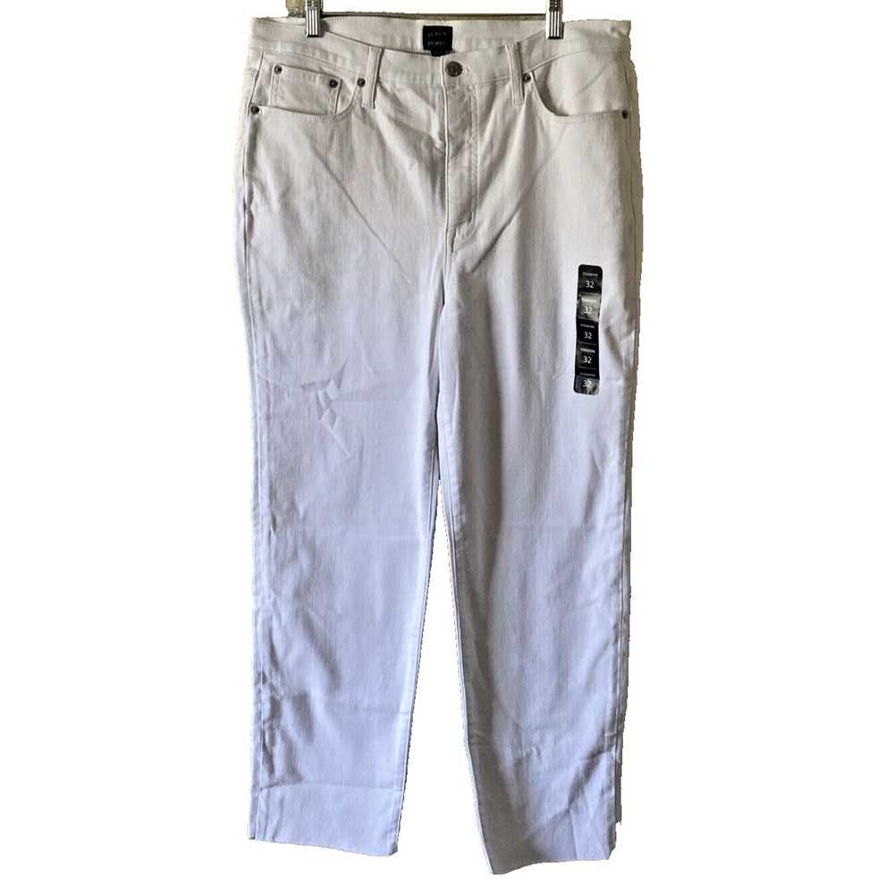 J.Crew Jeans Women 32 White Stovepipe High Rise Raw Hem Signature Stretch NWT